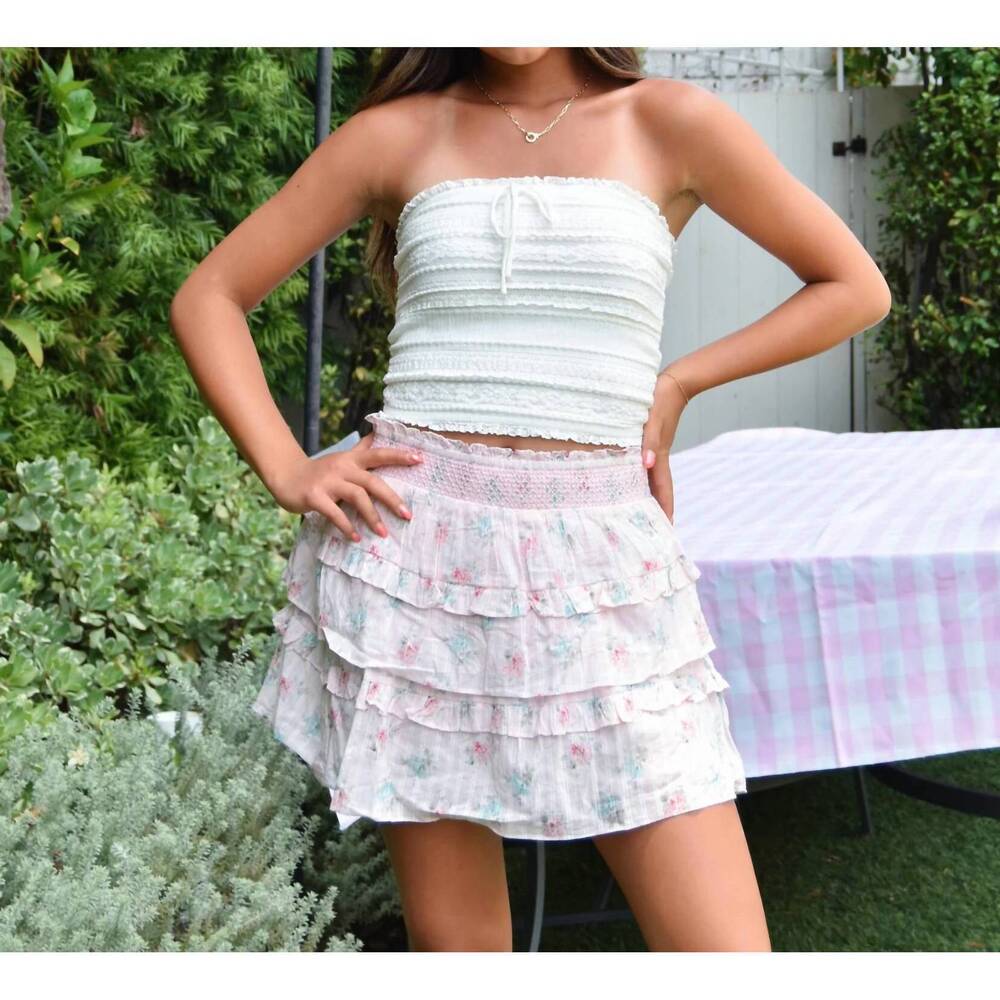 NEW FBZ carrie ruffle line lace tube top in white
